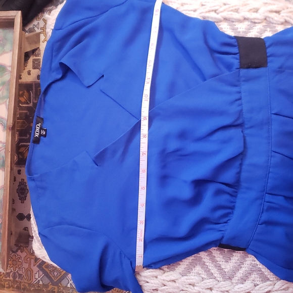 XOXO Banded-Waist Cocktail Dress, Royal Blue, XS - Picture 5 of 8